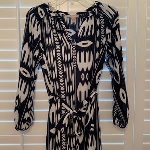 Banana Republic, Size 2P, Navy and White tie waist dress